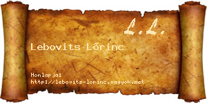 Lebovits Lőrinc névjegykártya