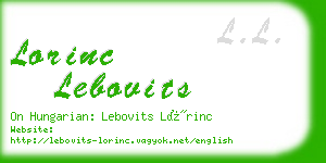 lorinc lebovits business card